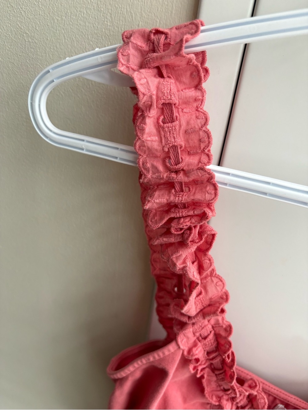 Womens Pink Ruffle Button-Front Tank Top - Picture 6 of 12